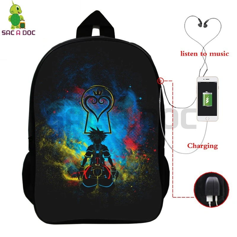 

Kingdom Hearts Multifunction Backpack Sora Shadow School Bags for Teenagers Girls Boys USB Charging Laptop Backpack Travel Bags