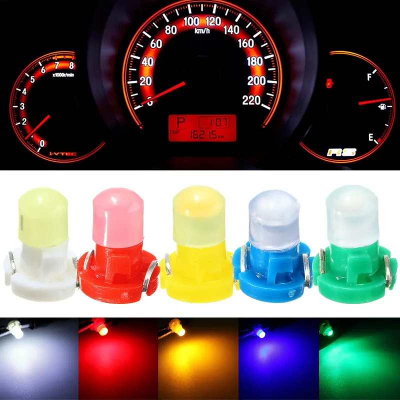 

10x T3 LED Car Light Bulb Cluster Gauges Dashboard White / Yellow/ Blue / Red / Green instruments Panel Climate Base Lamp Light