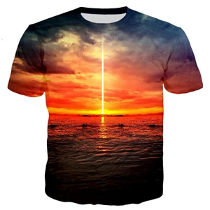 PLstar Cosmos брендовая одежда летняя новая футболка натуральный пейзаж красивый океан 3d принт Мужская Женская Футболка Harajuku - Цвет: color as the picture