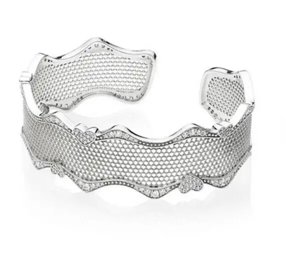 

New Original 925 Sterling Silver Jewelry Vintage Openwork Opening Bangle DIY Making Charms Wholesale