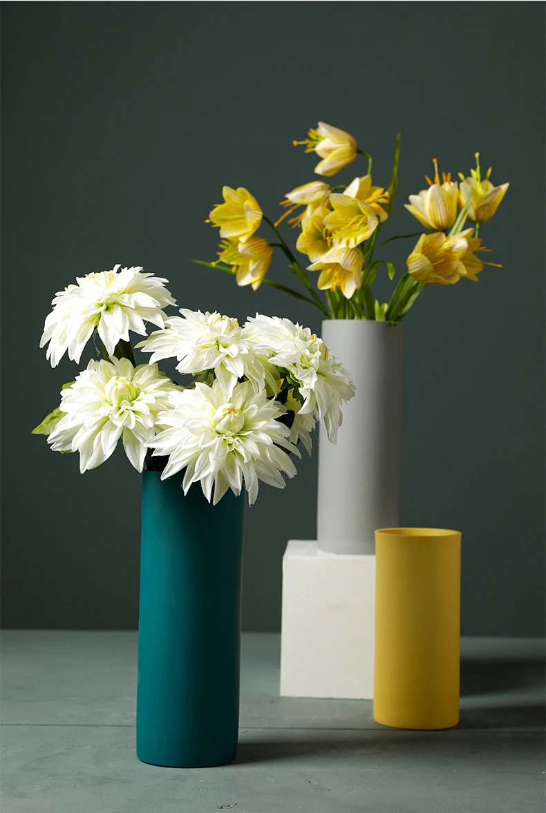 Простая домашняя ваза в скандинавском стиле, декоративная Цветочная ваза для гостиной, креативная ваза для свадебного украшения, керамический контейнер 25*9 см