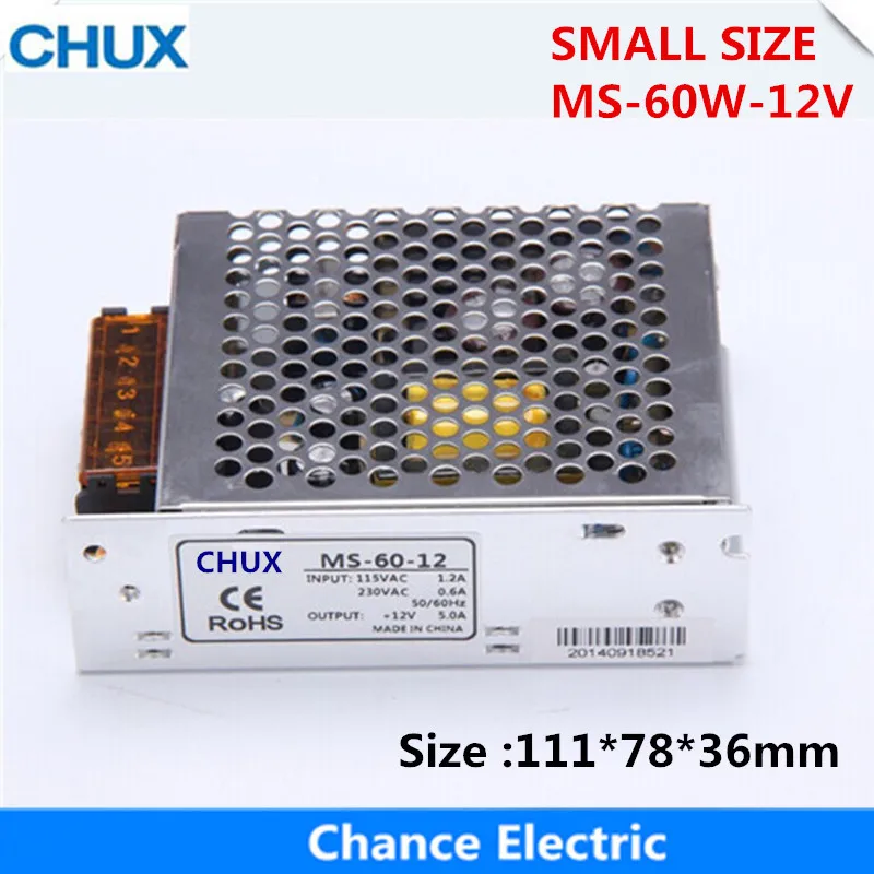 

Switching Power Supply 60W Small Volume for LED Strip light AC to DC (MS-60W-12V) Single Output 5A Power Suppyliers 12v