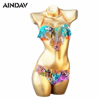 

Steel prop Sexy lady Push Up Brazilian Biquini Women Beach Bikini Set Tight-fitting Halter Swimsuit X5