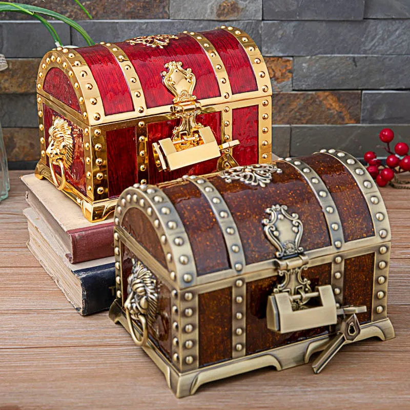 

Porte Bijoux Gift Box 2019 Metal Multi-layer Locked Baibao Box European Retro Pirate Jewelry Receiving High-grade Wedding Gifts