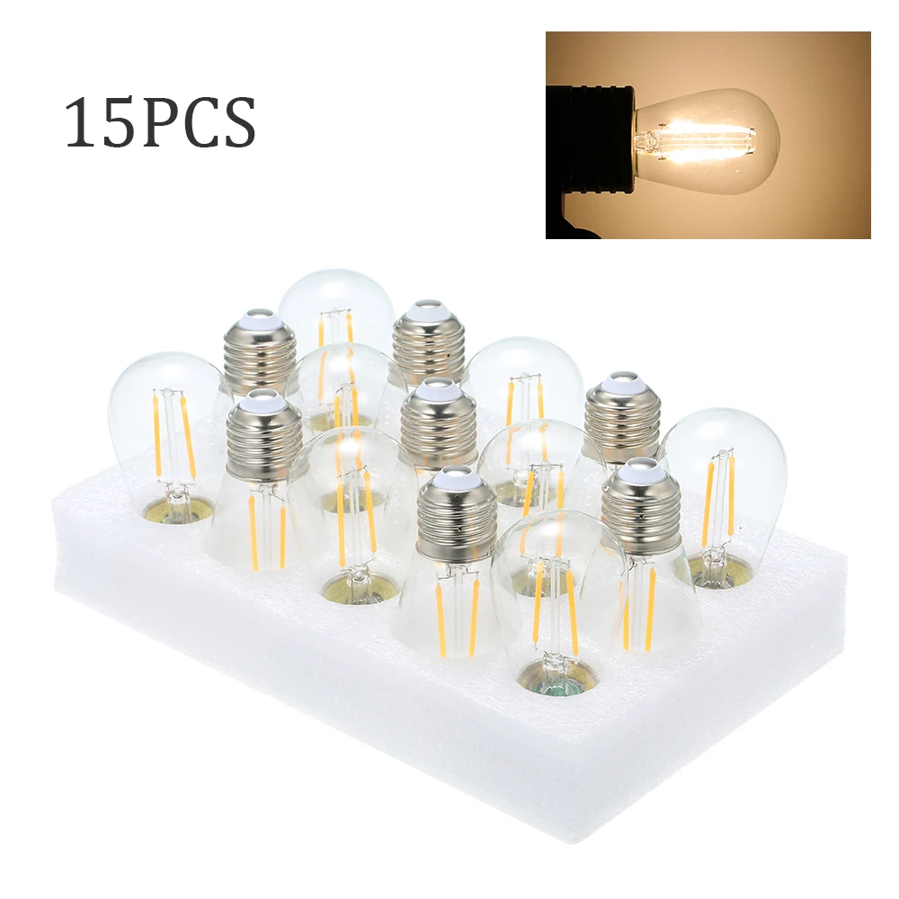 AC90-130V 2 Вт светодиодный ламп накаливания 15 шт E26 держатель гнезда цоколя теплый белый светодиодный лампы