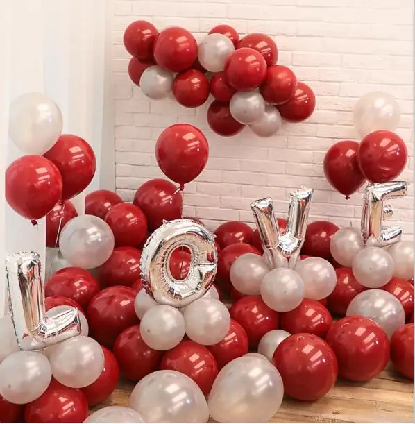 

100pcs 12inch Burgundy Latex Balloons Air Balls Inflatable Wedding Birthday Party Decoration Pearl Wine Red Balloon Float balloo