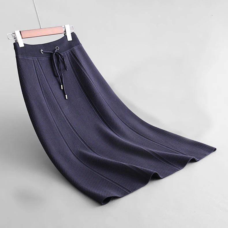 

2018 Autumn Women Skirts High Waist A-Line Women Sexy Long Skirt Saias Winter Women Knitting Long Skirt Jupe Femme Faldas