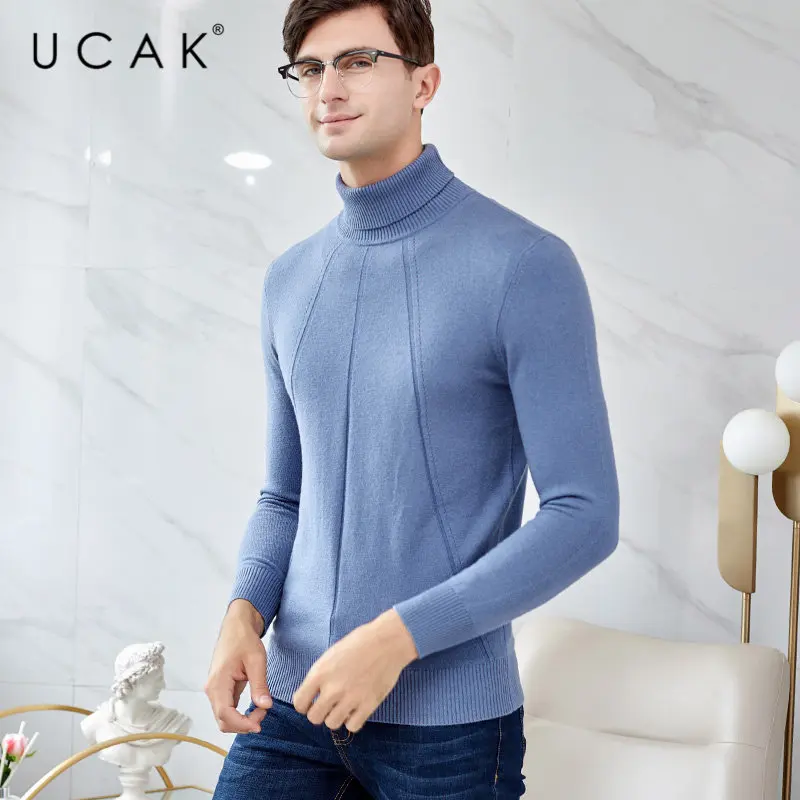 ^Cheap UCAK Brand Merino Wool Sweater Men 2019 New Arrival Winter Turtleneck Sweaters Thick Warm Pull Homme Cashmere Pullover Men U3023