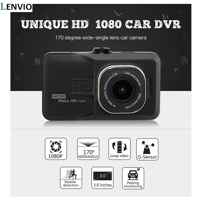 

High resolution 170 degree Car DVR Camera Universal DVR Dash Camera Full HD 1080P camera 3.0 inch dual lens front and recording