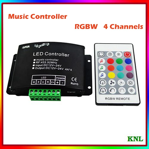 

4 channels 24 key RF remote RGB music controller, dream color led music controller remote rgbw, DC12-24V free shipping
