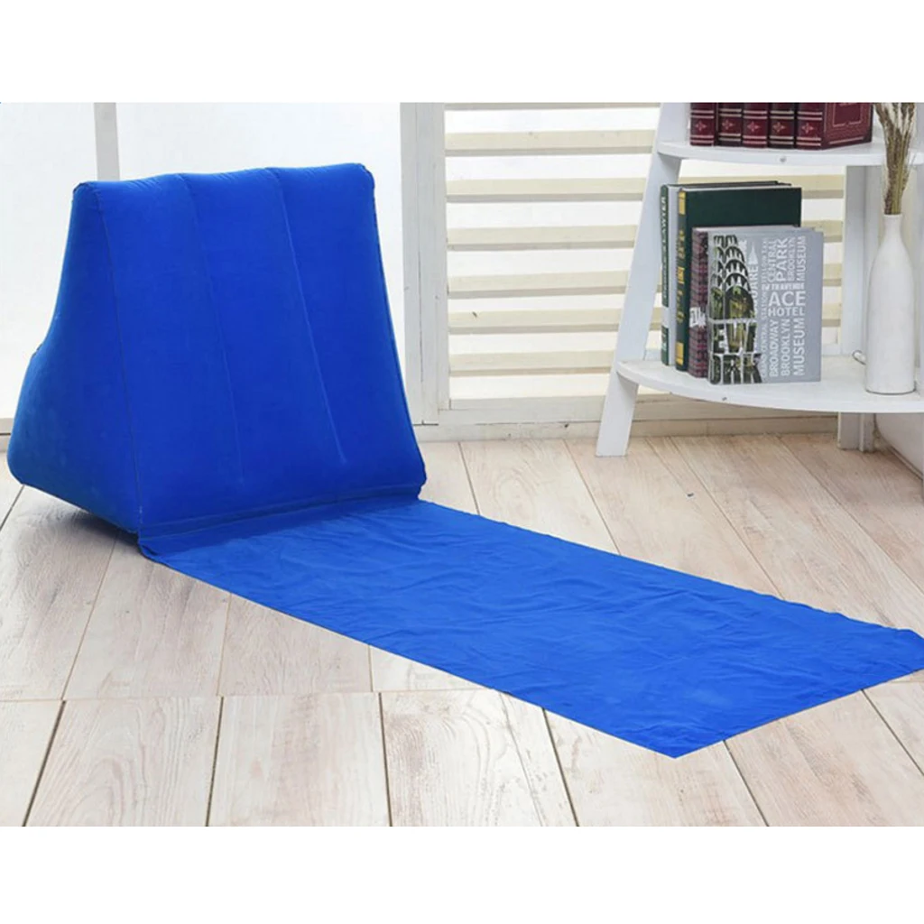 Inflatable Beach Sunbathing Camp Lounger Back Pillow Cushion Chair Air Sleep Bed Lying Seating Inflatable Beach Cushion Chair