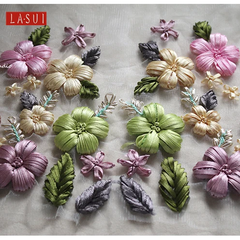 LASUI, новинка, 14*21 см = 2 предмета, ручная вышивка, лента, Кружевная аппликация, 3D Цветы, дизайн одежды, патч, аксессуары для самостоятельной сборки, 0088