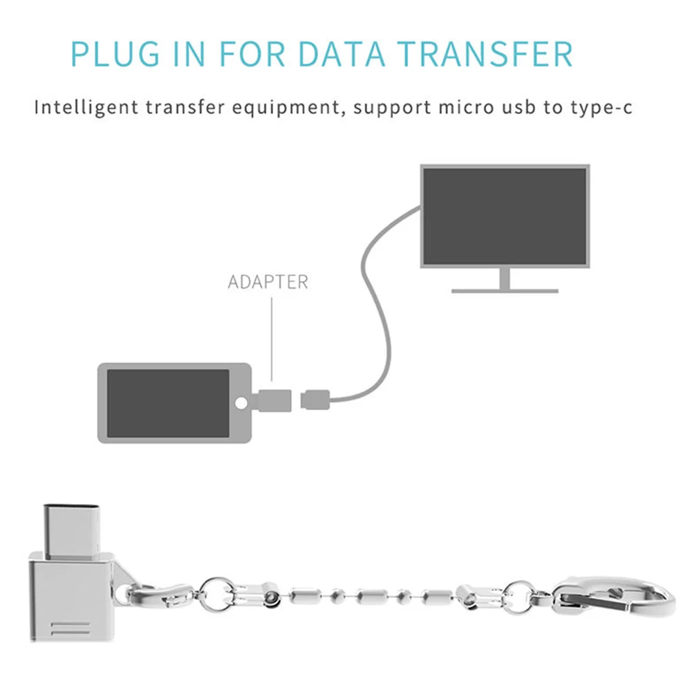 Micro USB Женский Тип C Мужской адаптер конвертер портативный металлический мини USB-C OTG адаптер с брелоком#5