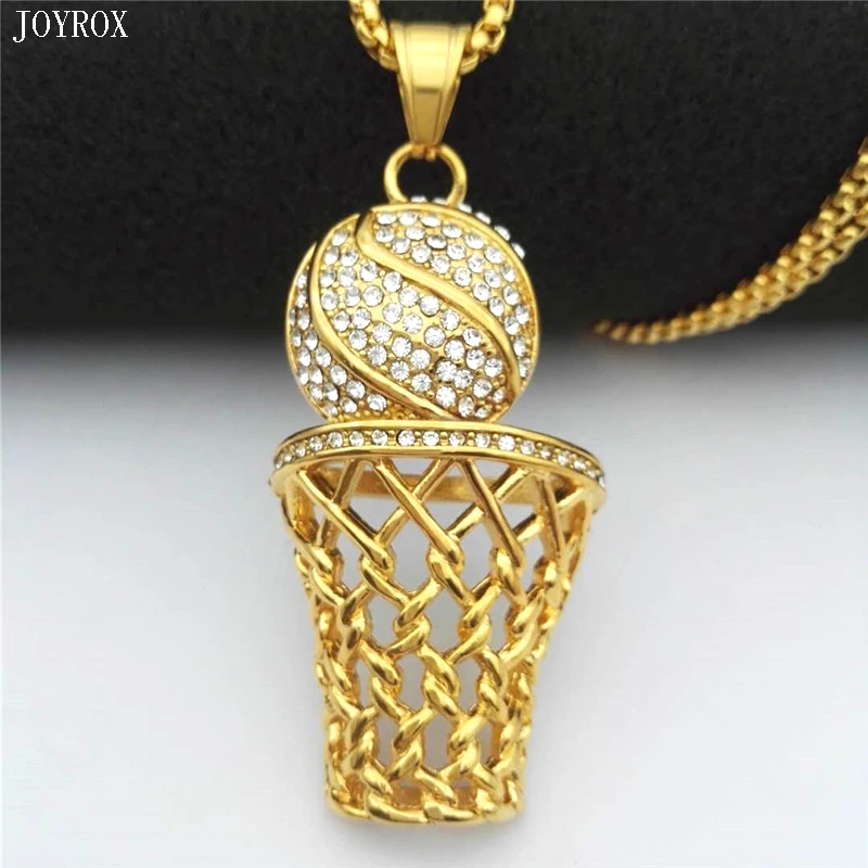 POPLOV хип хоп мода Для мужчин баскетбол Подвески Цепочки и ожерелья s Classic Gold 316L