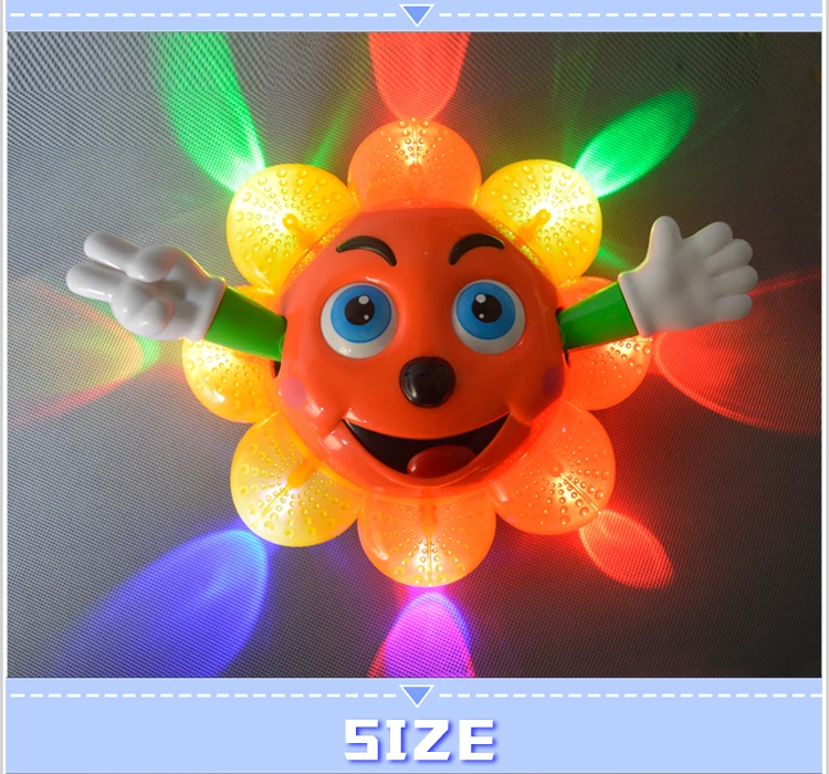 Танцы 3D освещения подсолнухи Батарея работает игрушка фигурку игрушки с мигалками универсальный Электрический музыкальные детские