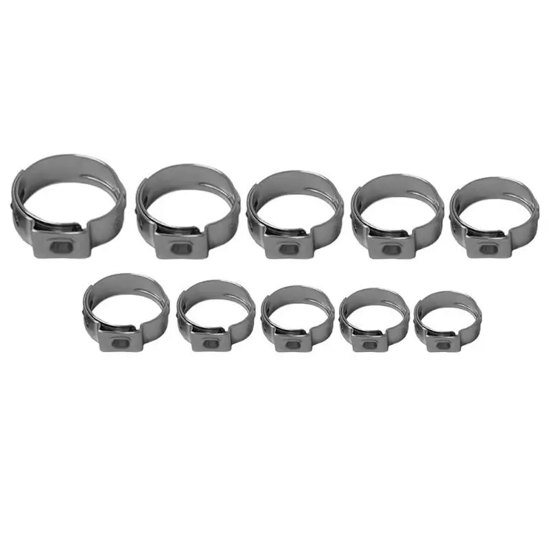 10pcs Single Ear Stainless Steel Hydraulic Hose Clamps Fuel Air Water