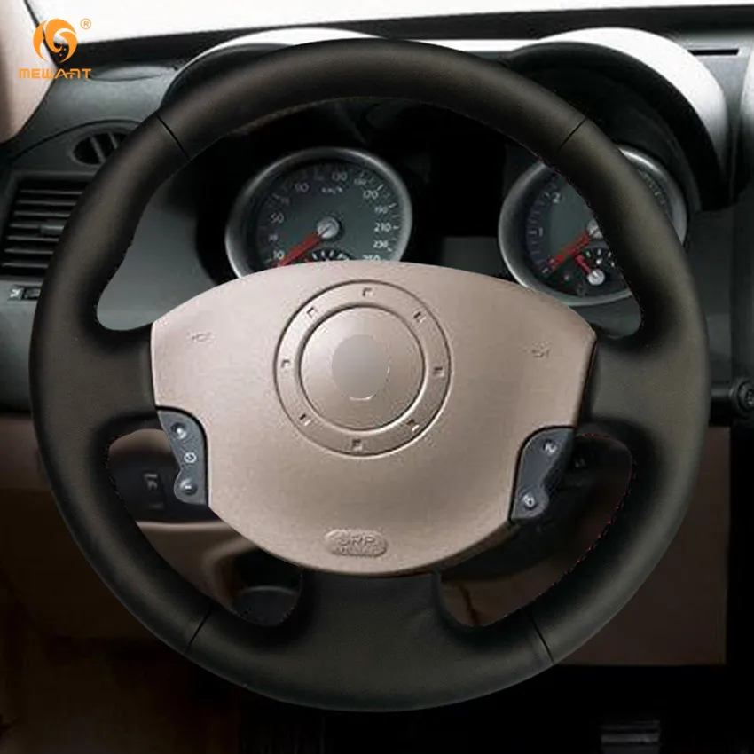 Black Artificial Leather Car Steering Wheel Cover for Renault Megane 2