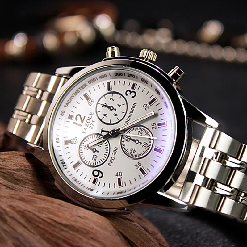 YAZOLE Watch Men Stainless Steel Top Brand Luxury Male Clock Wristwatch Korean Luminous Business Blu ray 5
