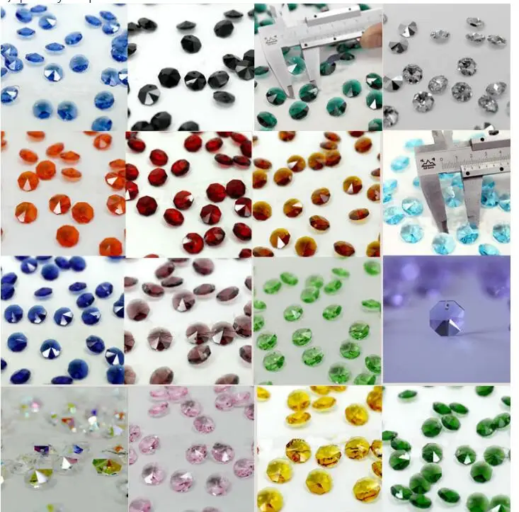 Free Shipping Mixed Color 200pcs Crystal Glass Octagon Beads 2 hole For Chandeliers Parts,Crystal Curtain Accessories Decoration pvc glitter flakes mixed peach love heart moons crystal sequins decoration