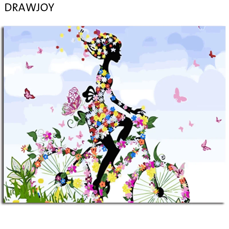 DRAWJOY картина в рамке DIY живопись по номерам цветы девушка домашний декор для гостиной DIY Холст Картина маслом настенная живопись