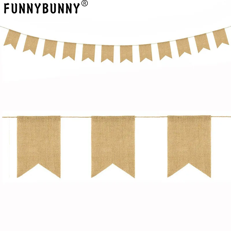 

FUNNYBUNNY 12Pcs Burlap Banner, DIY Decoration for Wedding, Baby Shower and Party, 10.5feet