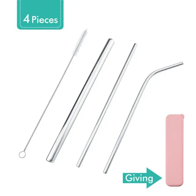 Best Price 4pcs/pack Colorful Stainless Steel Metal Drinking Straws Straight And Bent Reusable Filter With Brush Diy Tea Coffee Bar Tools