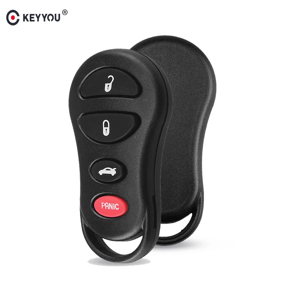 

KEYYOU 3+1 4 Buttons Remote Key Shell Blank Case Keyless Fob Cover Replacement For Chrysler Sebring Jeep Liberty Dodge