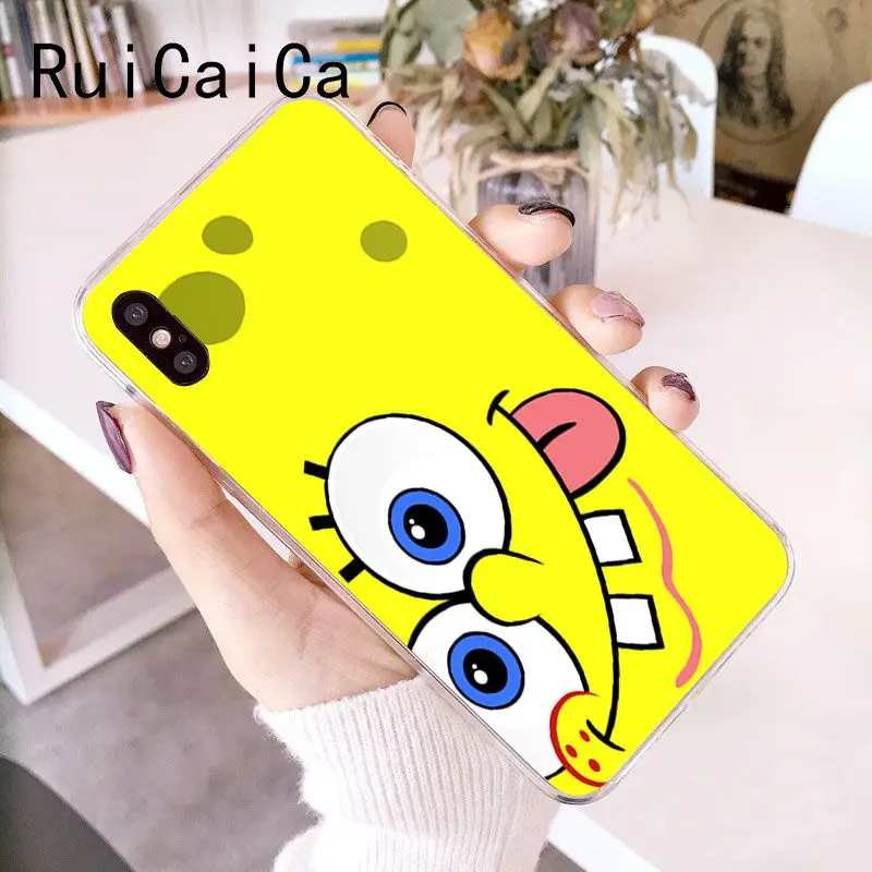 RuiCaiCa Губка Боб Квадратные Штаны крышка мягкий чехол для телефона iPhone X XS MAX 6 6S 7 7plus
