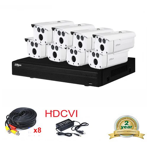 

Dahua 8Ch HCVR7108H-S2 2MP HDCVI system DVR Kit + 8Pcs DH-HAC-HFW1200D Bullet CVI Camera 1080P Outdoor Vandal-proof Kit