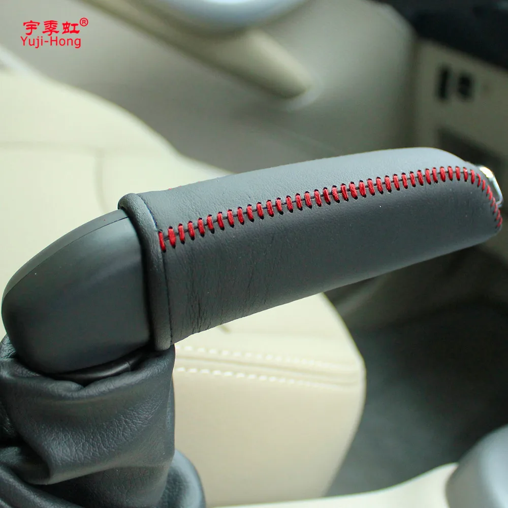 Yuji-Hong Car Handbrake Covers Case for Peugeot 408 2010-2013 Genuine Leather Car-styling Handbrake Lever Grips Black