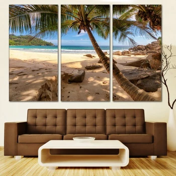 

3 Panels Beautiful Palm Trees Modern Landscape Wall Art Canvas Print Painting Picture Home Decor Sand Beach Artwork Dropshipping