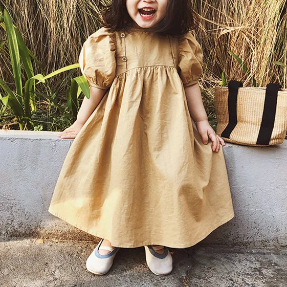 Girls Dress 2019 New Summer Brand Girls Clothes Puff Sleeve Design Baby Girls Dress Kids Dresses for Girls Casual Wear 2 6 Y