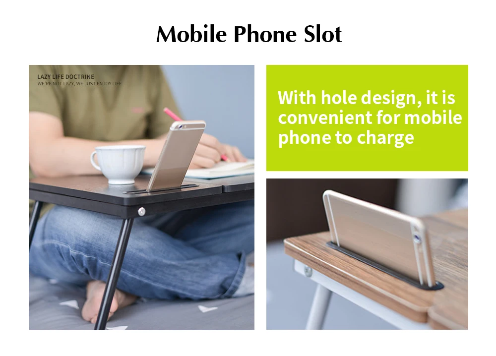 Прочный складной стол для ноутбука, регулируемый стол для ноутбука, компьютерный стол с шестью регулируемыми уровнями, настольная доска для мыши, дизайнерский слот для мобильного телефона