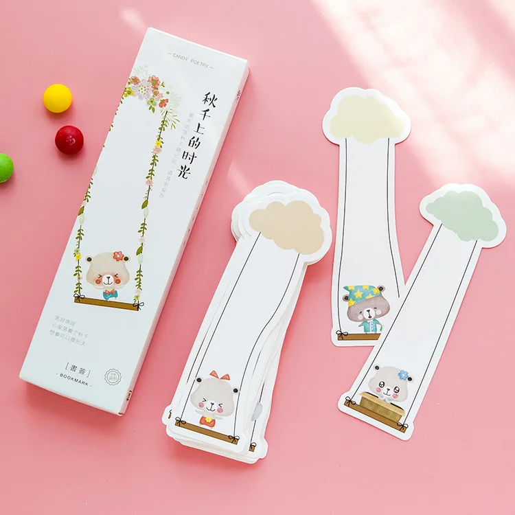 

30 pcs/lot Time On The Swings Paper Bookmark Stationery Bookmarks Book Holder Message Card Promotional Gift Stationery