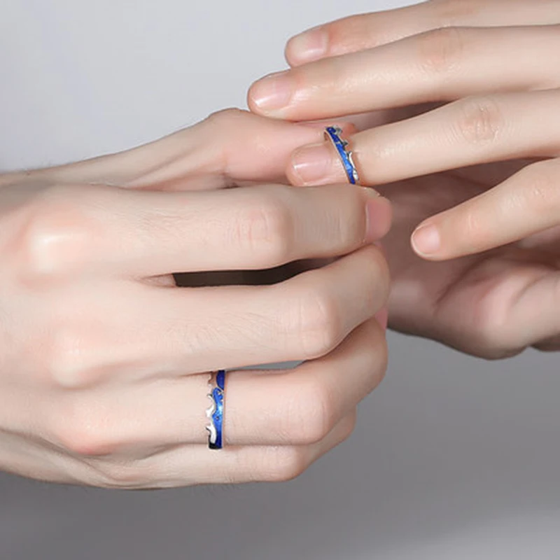 Qevila Fashion S925 Sterling Silver Original Allure Love Couple Rings For Lovers Texture Elegant Sexy Ring For Women Men Jewelry (16)