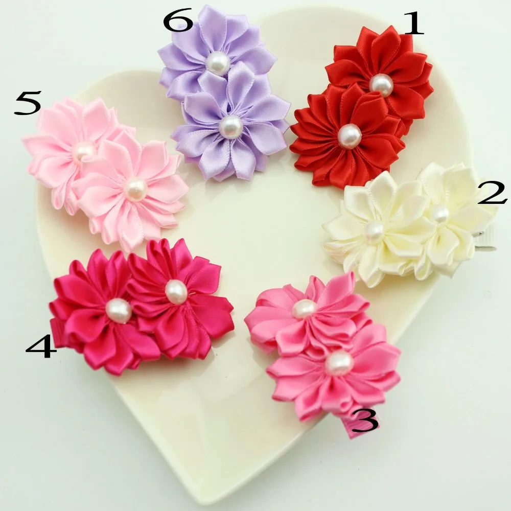 1pcs Mini Hair Clip Charms Pearl Flower Elastic Hair Ring Rope Bands