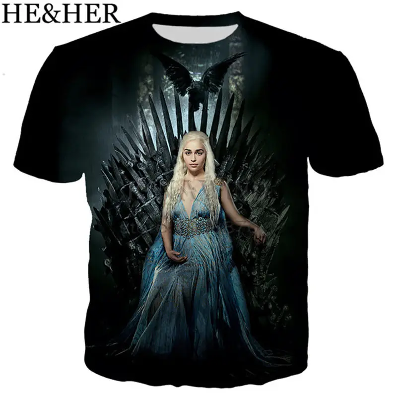 

New popular Game of Thrones characters Daenerys Targaryen t shirt men women 3D print fashion tshirt streetwear summer tops