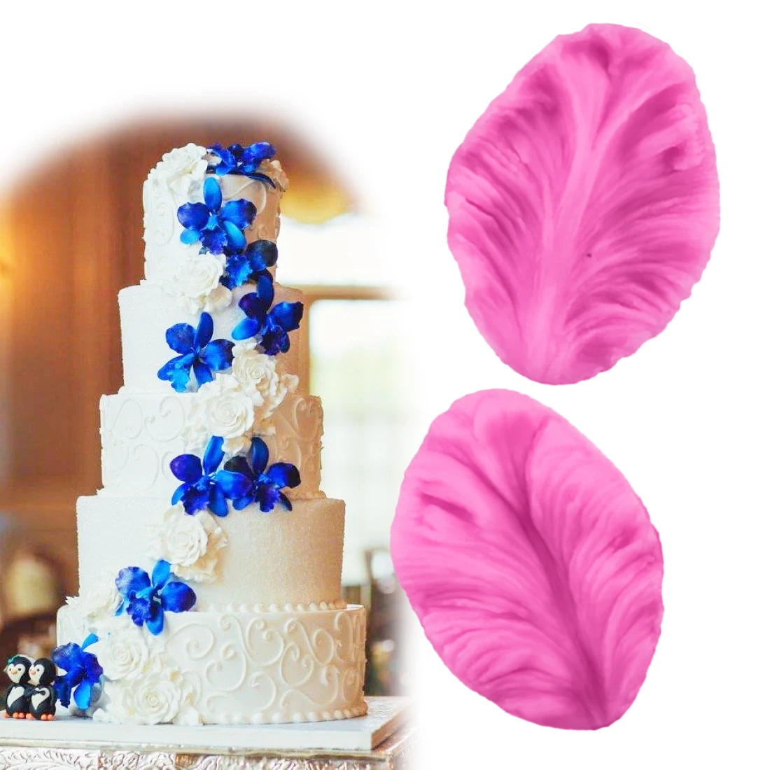 

Fondant Silicone Mold 3D Flower Cooking Wedding Decoration Baking Sugar Craft Molds 2pcs Leaves Shape DIY Cake