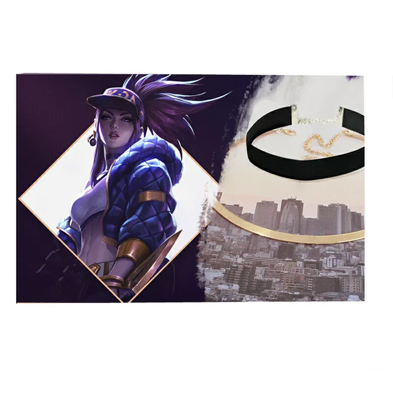

Free Postage Game LOL KDA K/DA Group Kaisa Ahri Akali Evelynn Girls Cosplay Necklace Amulet Black choker Fashion Torque Gift