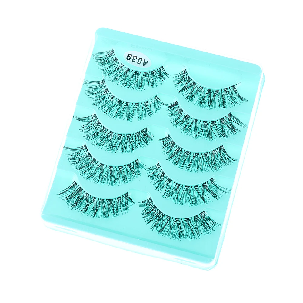 

5 Pairs Stunning Makeup Handmade Messy Cross Natural False Eyelashes Eye Lashes Extension Tools