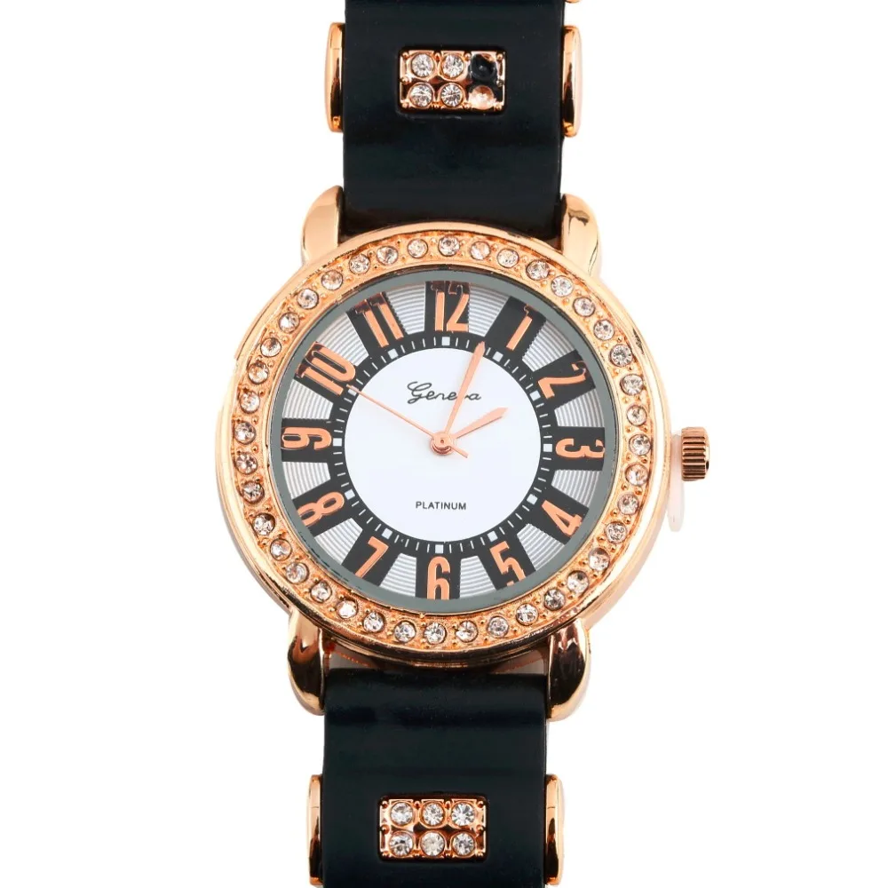 

OUTAD Ladies Female Quartz Watches Silicone Bling Crystal Golden Women Girl Wrist Watch Strap relogio masculino Unique Gift