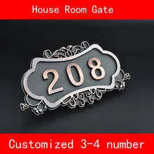 Number of House Room Gate European Style Classic Brone Like ABS Custom-made 3 to 4 Numbers Customized Hotel Door Plate Hotel golden color custom made backlit door house numbers