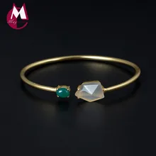 Натуральный халцедон, браслет с нефритом, серебро 925 пробы, женские браслеты ручной работы, драгоценный камень, хорошее индийское ювелирное изделие YB66