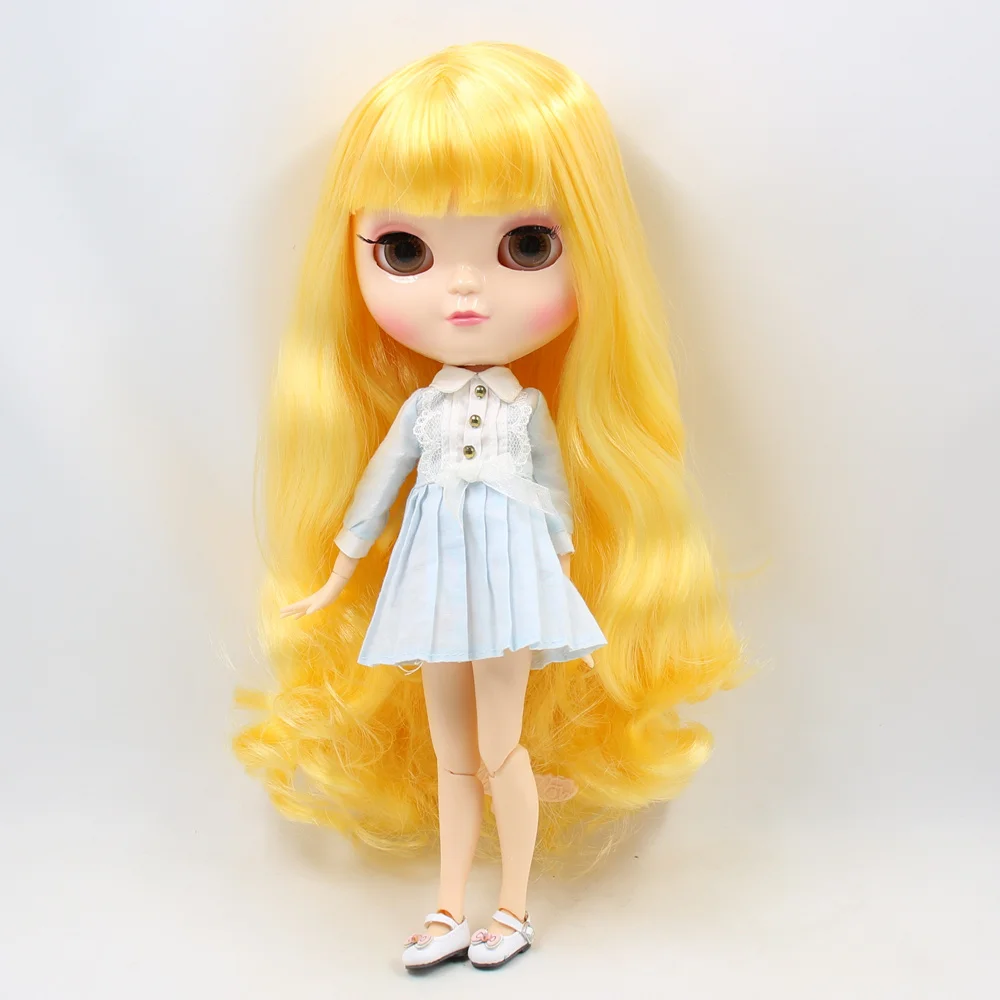 Neo Blythe Lalka z blond włosami, białą skórą, błyszczącą śliczną twarzą i przegubowym ciałem Azone 2