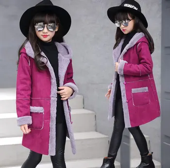 

Girls Coat New 2017 Fashion Thickening Outerwear & Coats Girls Jacket Brand Solid Kids Jacket Hooded Girls Winter Jacket 5-14Y