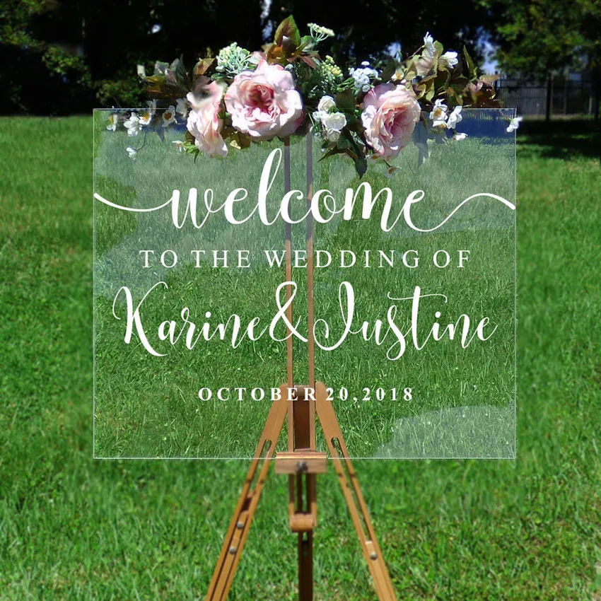 

Vinyl Wedding Wall Stickers Mural Poster Welcome Sign Wall Decals Personalised Name Date Room Decor Living Room Decorative N002