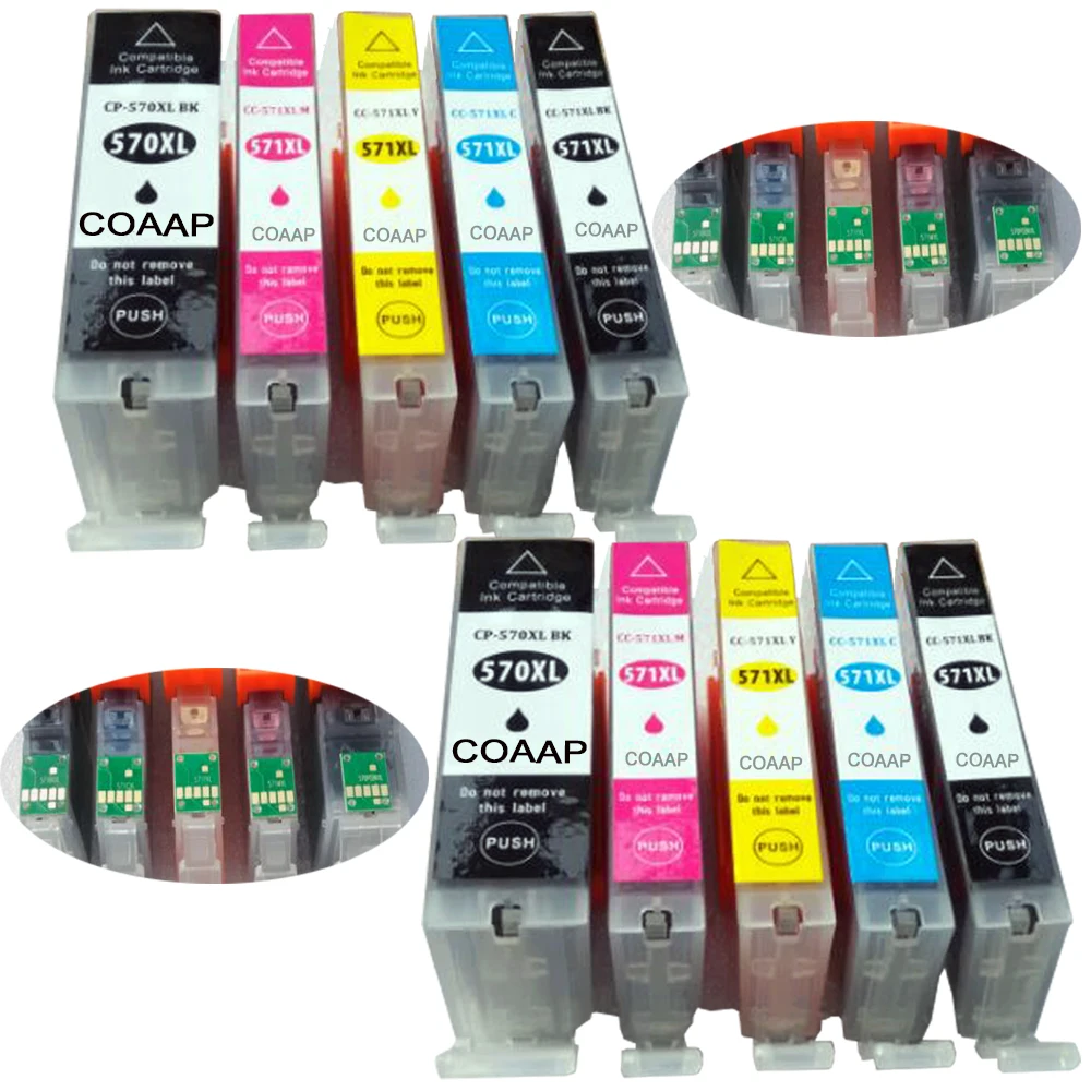 

2 Set Compatible PGI570XL CLI571XL ink cartridge for CANON PIXMA MG7750 MG7753 MG6850 MG6852 MG6853
