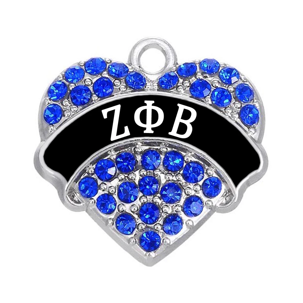 Новые стильные прямые продажи с фабрики Стразы Zeta Phi Beta греческие сердца