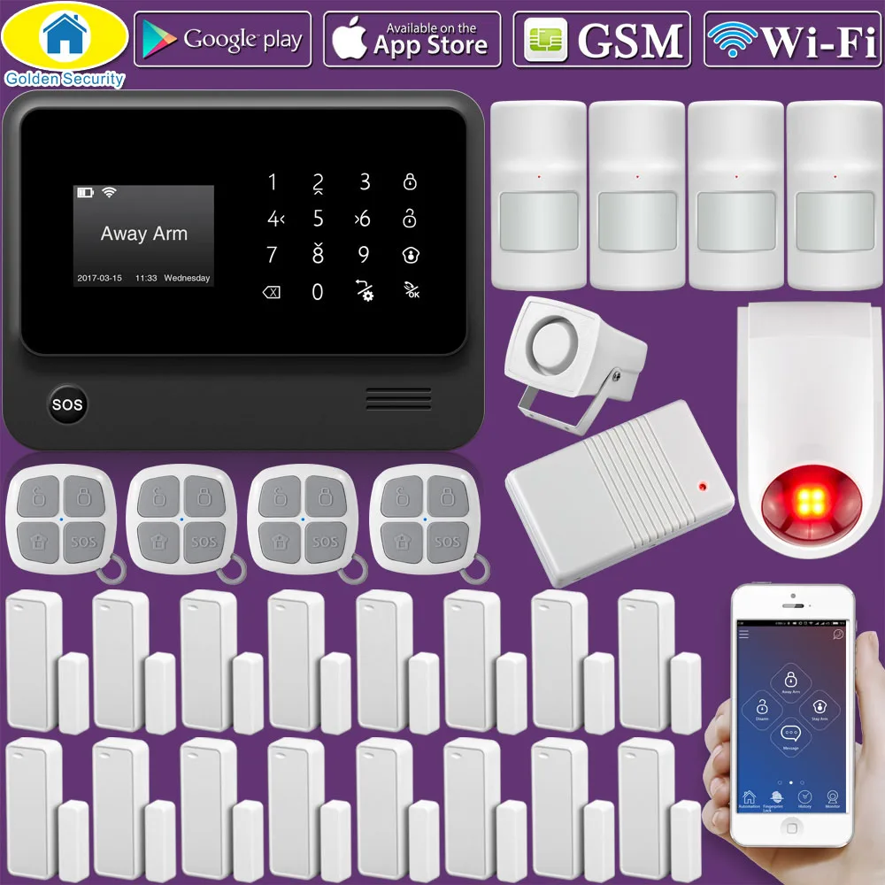 Золотой безопасности G90B плюс wifi GSM 2G IOS Android приложение дистанционное управление домашняя система охранной сигнализации IP камера интегрированная - Цвет: Kit1