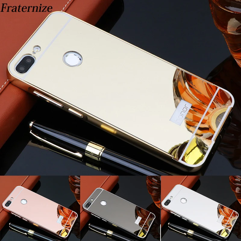 Роскошный зеркальный чехол для Huawei Honor 8 9 10 Lite V8 V10 P Smart Plus Y7 Y9 Prime Y6 Pro 2019 Алюминиевый